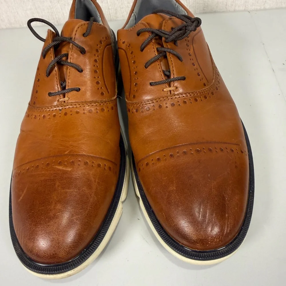 Johnston Murphy Tan Cap‎ Toe Sneakers Waterproof White Soles Mens 8M